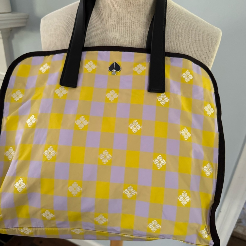 Kate Spade Morley gingham tote in yellow & lilac NEW NWT large tote - Picture 10 of 16